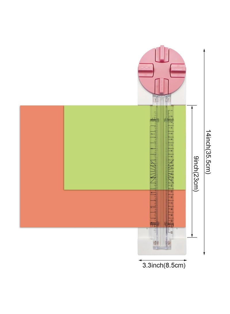 SYOSI Paper Trimmer, 4 Styles Craft Paper Cutter Multi-Function Scrapbooking Tool, for Cutting Paper Photos Scrapbook Postcard, for School, Office (Straight, Wave, Perforated and Creasing Lines) (Pink) - Image 3