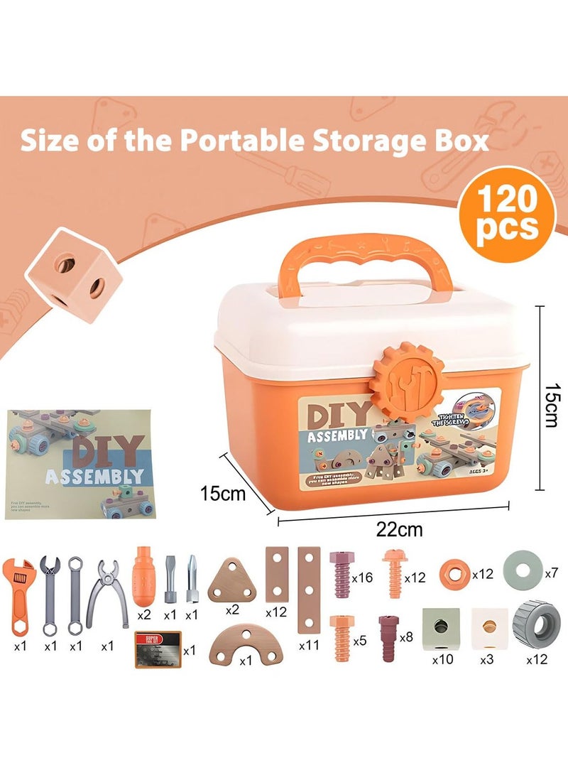 Mr. Penda 120 Pcs Kids Tool Set with Storage Box, Toddler Tool Kit, Construction Take Apart Toy DIY Screw Puzzle Assembly Montessori Educational Preschool Baby Pretend Play Toy Birthday Gift for Boy Girl Ages 3+ - Image 2