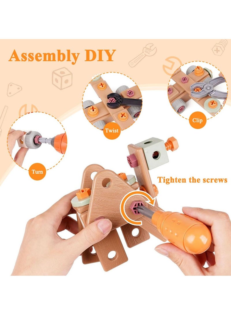 Mr. Penda 120 Pcs Kids Tool Set with Storage Box, Toddler Tool Kit, Construction Take Apart Toy DIY Screw Puzzle Assembly Montessori Educational Preschool Baby Pretend Play Toy Birthday Gift for Boy Girl Ages 3+ - Image 3