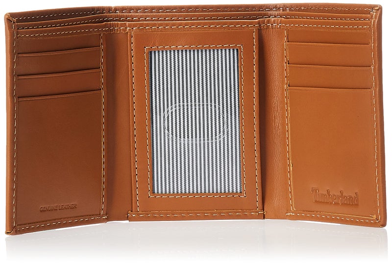 Timberland محفظة تريفيوليد جلدية للرجال من تيمبرلاند مع نافذة هوية، تان (غائم)، مقاس واحد - Image 4