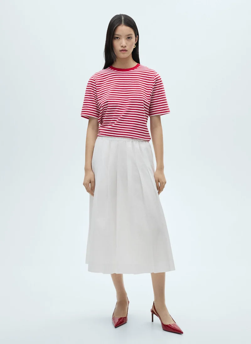 MANGO Cotton Pleated Skirt