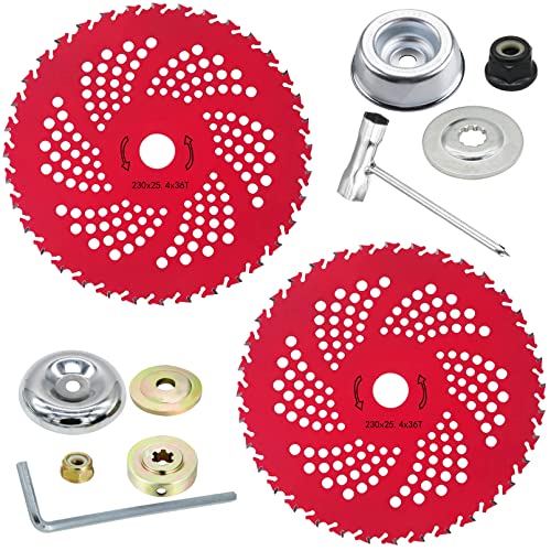 IRmm 2 Pack 9" x 36 Teeth Carbide Tipped Brush Cutter Blades, Weed Eater Blades, Weed Wacker Blade for Brush Cutter, Trimmer, Weed Eater - Image 1