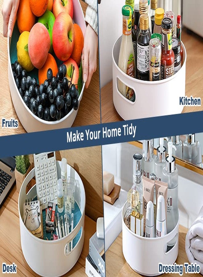 MorivaHomes Multi-Purpose 360 Rotating Organizer Tray | Use for Spice Rack, Cosmetic Organizer and Many more | Multifunction Storage Disk (Off-White Cream) - Image 2