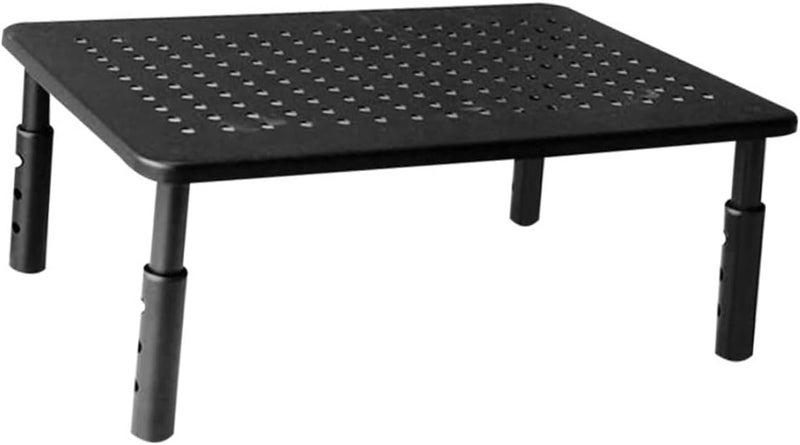 GALPADA Adjustable PC Monitor Stand Riser with Storage Shelf Height Adjustable Mesh Platform for Desk Non-slip Legs Cooling Ventilation Black Computer Display Riser with Under-desk - Image 1