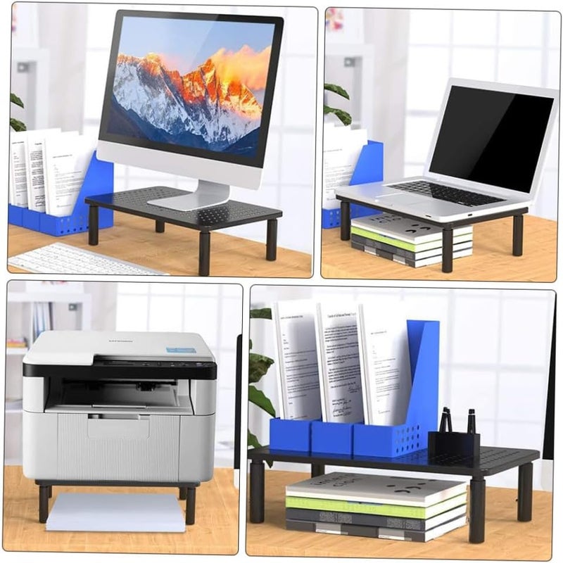 GALPADA Adjustable PC Monitor Stand Riser with Storage Shelf Height Adjustable Mesh Platform for Desk Non-slip Legs Cooling Ventilation Black Computer Display Riser with Under-desk - Image 5