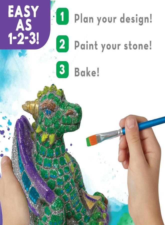 MindWare Paint Your Own Stone Dragon, Outdoor Garden Fantasy Decor, DIY Craft Kit for Ages 8+ - Image 3