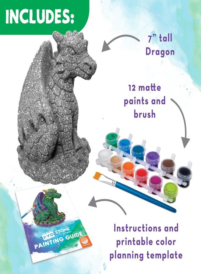 MindWare Paint Your Own Stone Dragon, Outdoor Garden Fantasy Decor, DIY Craft Kit for Ages 8+ - Image 2