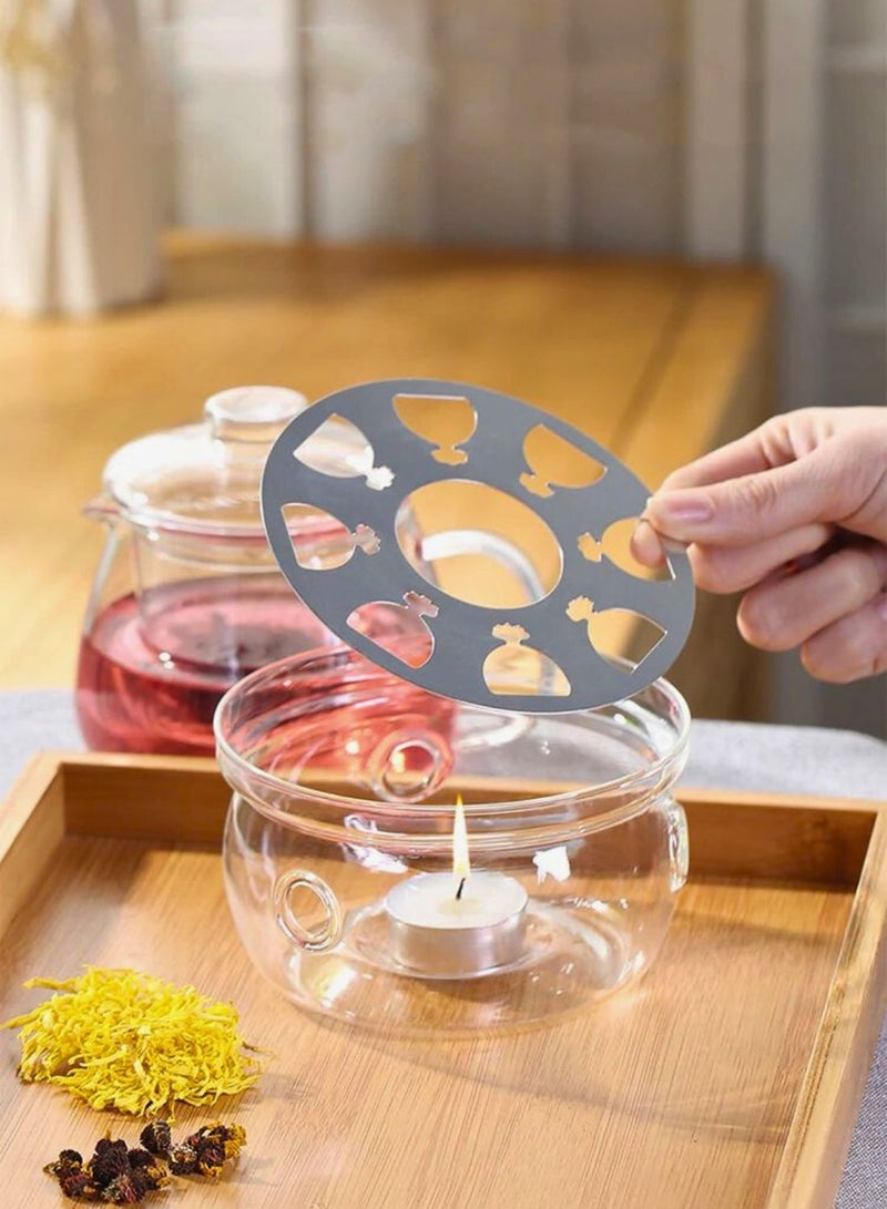 1Chase 600ML Borosilicate Glass Teapot & Round Glass Tea Warmer - Image 3