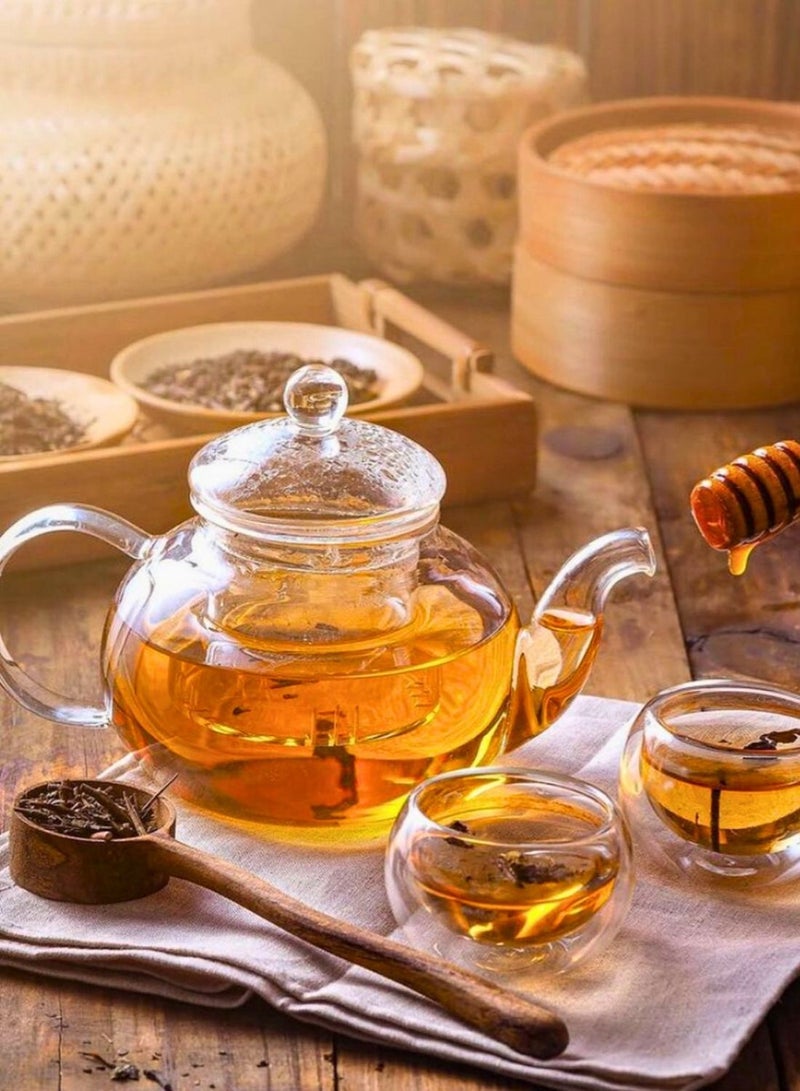 1Chase 600ML Borosilicate Glass Teapot & Round Glass Tea Warmer - Image 2