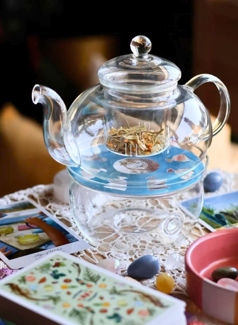 1Chase 600ML Borosilicate Glass Teapot & Round Glass Tea Warmer - Image 4
