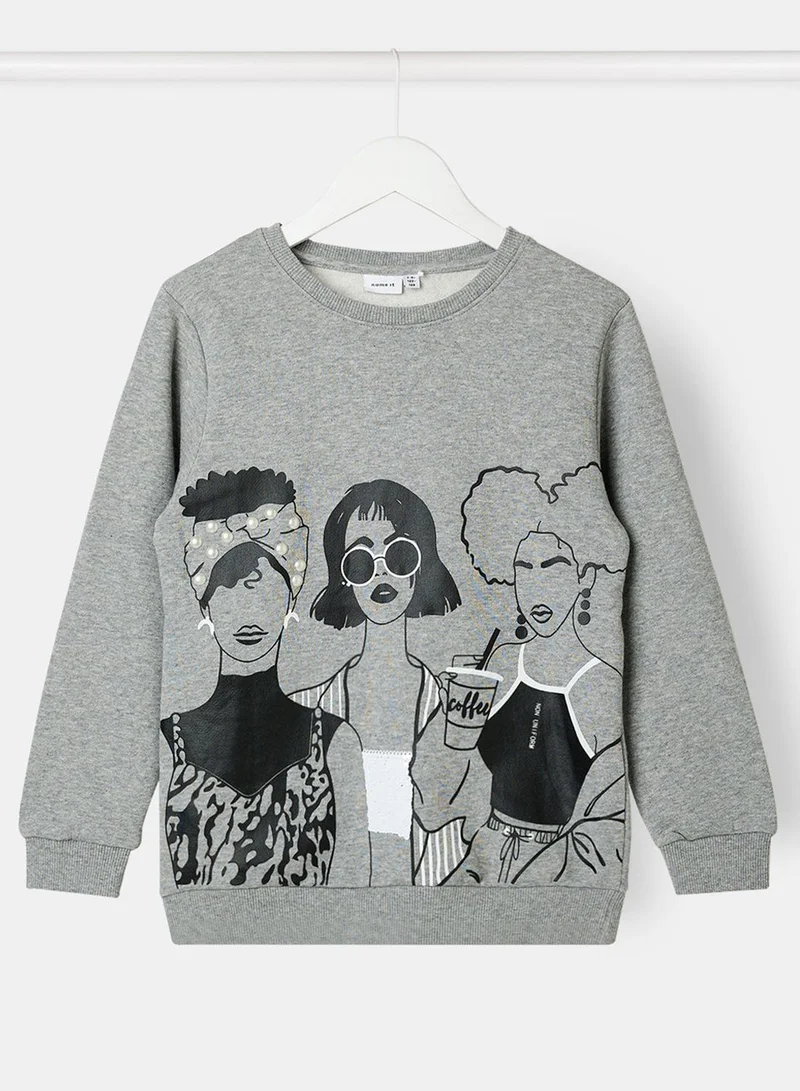 NAME IT Kids Sequin Long Sleeve Sweatshirt