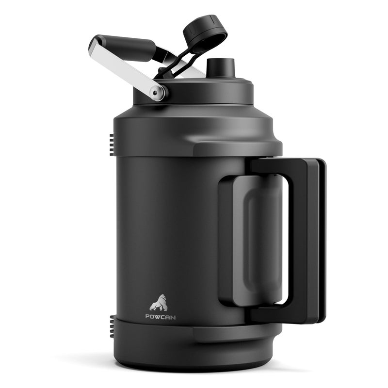 powcan 1 Gallon Insulated Water Bottle for Travel: 2-in-1 Straw Spout Lid, Dual Handle, Leakproof, Keep Cold 48H, 128oz Stainless Steel Water Jug for Gym, Biking, Road Trip, Work, Home, Picnic (Midnight) - Image 1