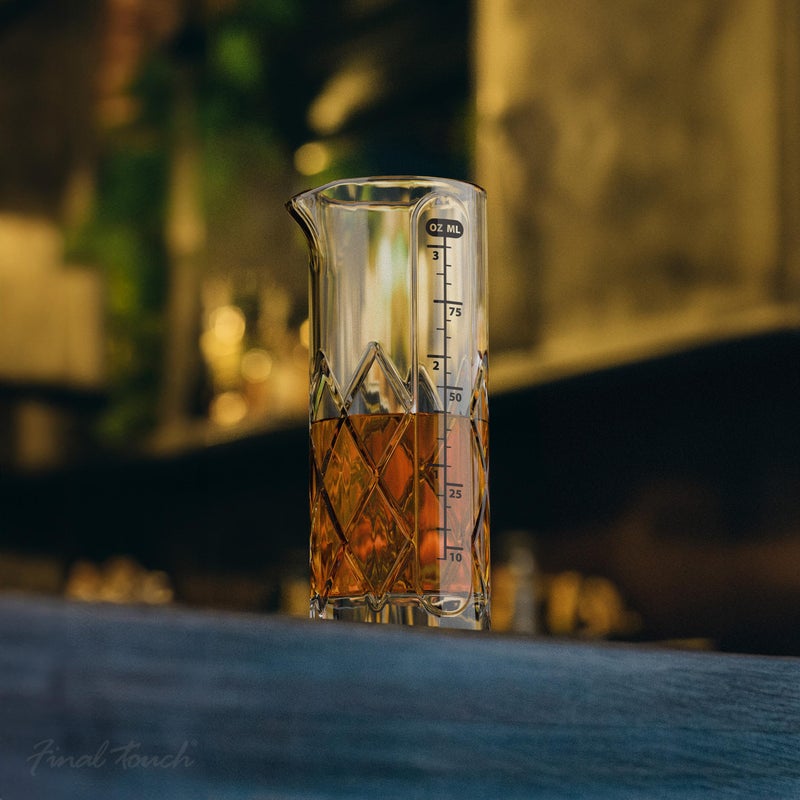 Final Touch Yarai Jigger - Precision Cocktail Mixing Tool with Spout for Drip-Free Pouring - Heavy-Duty Glass Construction - Classic Japanese Design - 3.4oz / 100ml Capacity (FTA7035) - Image 4