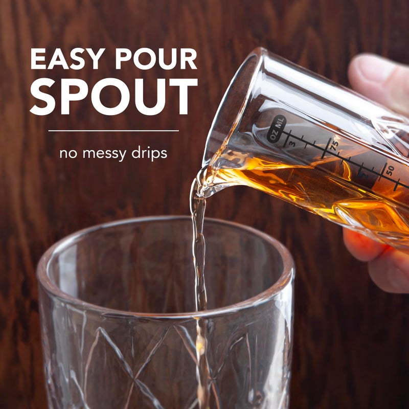 Final Touch Yarai Jigger - Precision Cocktail Mixing Tool with Spout for Drip-Free Pouring - Heavy-Duty Glass Construction - Classic Japanese Design - 3.4oz / 100ml Capacity (FTA7035) - Image 5