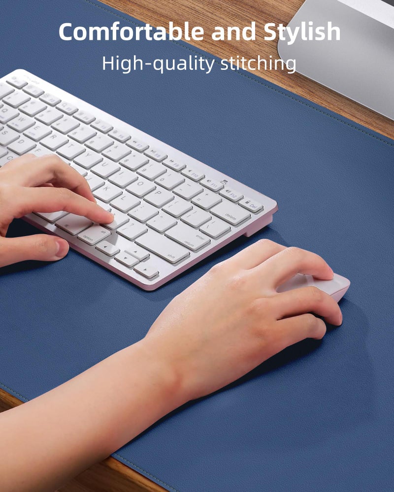 AFIING Leather Desk Pad Protector, Large Mouse Mat, Non-Slip Waterproof PU Leather Blotter, Office and Home Cover (Grey Blue, 36" x 17") - Image 3
