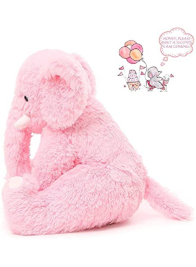 Frantic لعبة فيل محظوظ وردية اللون مقاس 32 سم ناعمة للأطفال، هدية عيد ميلاد (32 سم_فيل محظوظ_أرنب_وردي) - Image 4