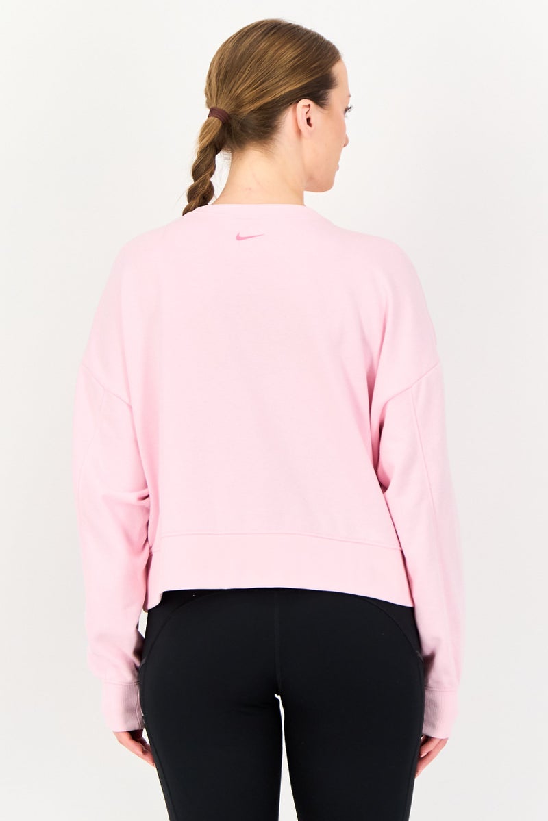 Nike سويت شيرت خارجي طويل الأكمام للنساء بحجم كبير، وردي - Image 2