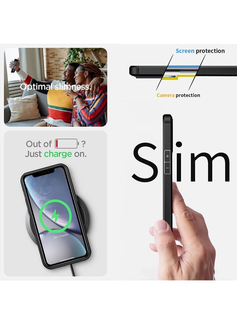 INFOSUN - iPhone Xr Case Clear Cover Ultra Thin Silicone Shockproof Hard Back Cases Transparent Protective Slim Phone Case for Apple iPhone Xr 6.1 inch - Black - Image 1