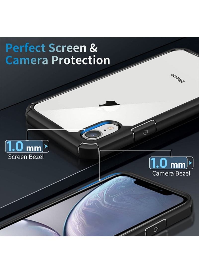INFOSUN - iPhone Xr Case Clear Cover Ultra Thin Silicone Shockproof Hard Back Cases Transparent Protective Slim Phone Case for Apple iPhone Xr 6.1 inch - Black - Image 1
