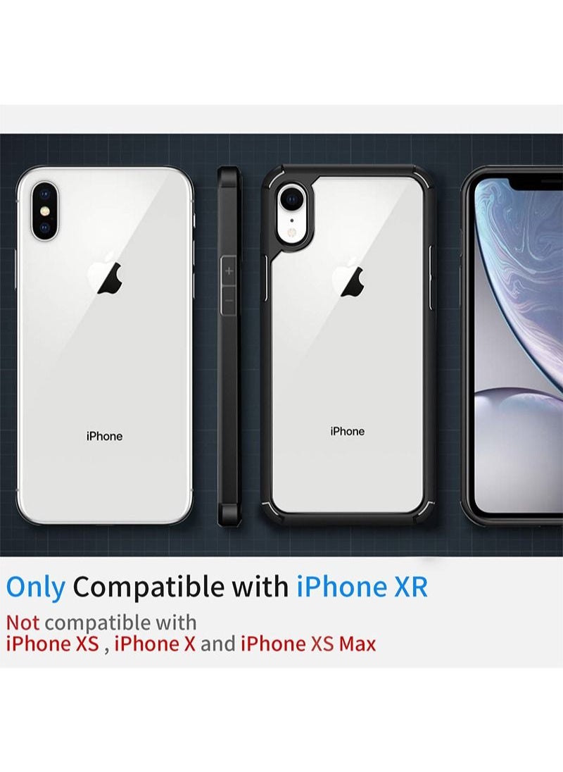 INFOSUN - iPhone Xr Case Clear Cover Ultra Thin Silicone Shockproof Hard Back Cases Transparent Protective Slim Phone Case for Apple iPhone Xr 6.1 inch - Black - Image 1