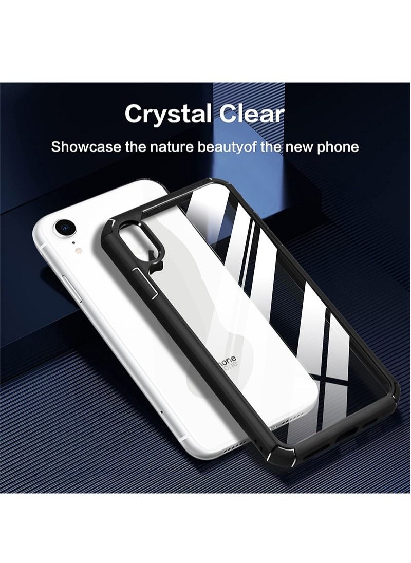 INFOSUN - iPhone Xr Case Clear Cover Ultra Thin Silicone Shockproof Hard Back Cases Transparent Protective Slim Phone Case for Apple iPhone Xr 6.1 inch - Black - Image 1