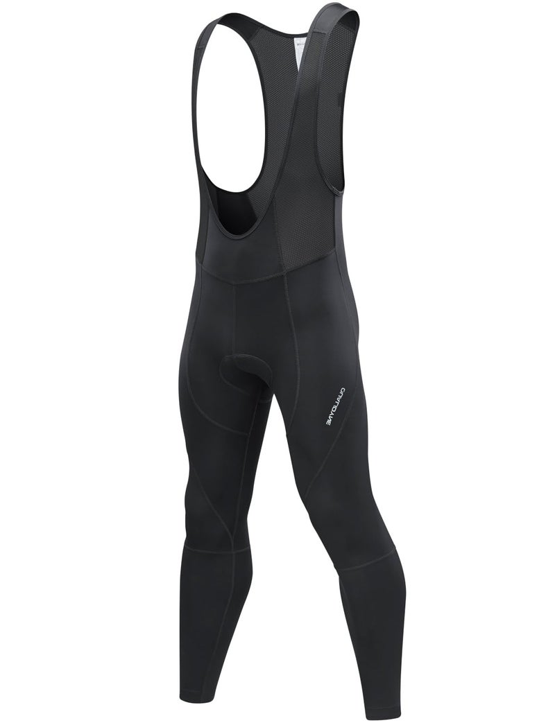 qualidyne Mens Thermal Cycling Bib Tights 3D Padded FleeceLined Winter Bike Leggings for ColdWeather Riding