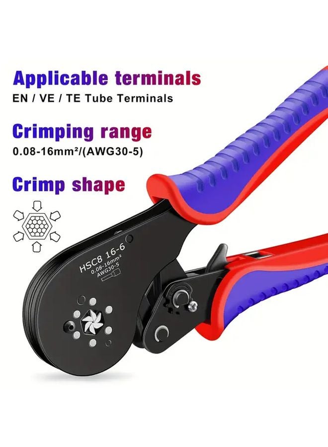 HSC8 16 6 Pro Crimper Ratchet Tubular Terminal Crimping Pliers Carbon Steel Ergonomic Handles - Image 3