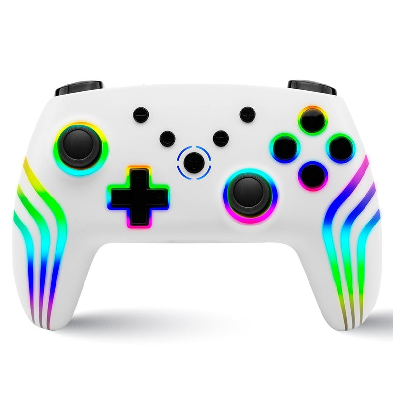 NITHO NEXUS Wireless Controller for PC, Windows, Switch & Switch 2, iOS, Android, Gaming Gamepad with RGB Light | Hall Effect Triggers | 6-Axis Gyro | Vibration & Turbo | Programmable Buttons, White - Image 1