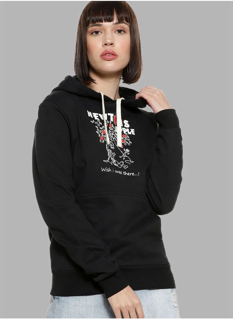 Campus Sutra Front Pocket Printed Hoodie