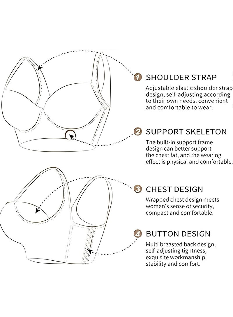 REOCLE Women's Deep Cup Bra Hide Back Fat Full Back Coverage Fashion Bra with Shapewear Push Up Bra Sculpting Uplift Bra Sport Bra  - Image 4