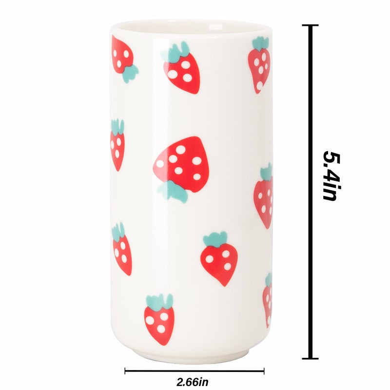 Tnstbiee Cute Ceramic Strawberry Vase - Unique Centerpieces for Tables - Funky Flower and Fruit Decorative - Colorful Girly Home Decor - Aesthetic Modern Design for Summer Decoration - Image 2