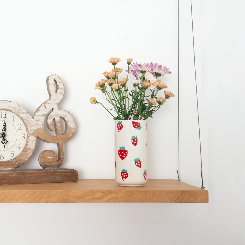 Tnstbiee Cute Ceramic Strawberry Vase - Unique Centerpieces for Tables - Funky Flower and Fruit Decorative - Colorful Girly Home Decor - Aesthetic Modern Design for Summer Decoration - Image 3