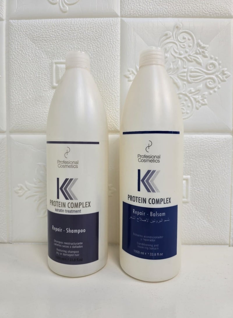 بروفشنال كوزماتيكس مجموعة البروتين  بالكيراتين لإصلاح الشعر من بروفيشنال كوزماتيكس – نعومة وقوة استثنائية شامبو 1000مل - بلسم 1000مل - Image 4