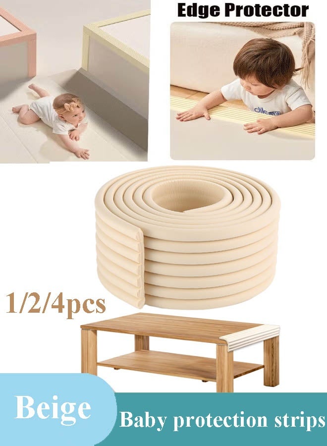شو وو واقي حواف للأطفال، واقي زوايا للأطفال، واقيات حواف أثاث من الفوم الناعم، وسادة حافة المكتب، واقي زوايا طاولة لحماية الأطفال، مدفأة بطول 6.5 قدم، لون بيج - Image 1