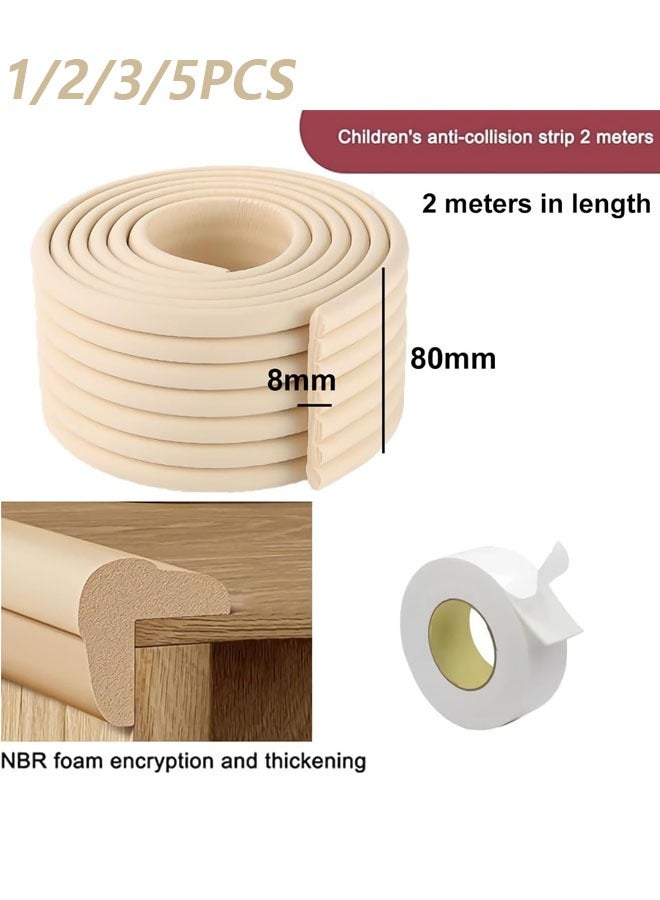 شو وو واقي حواف للأطفال، واقي زوايا للأطفال، واقيات حواف أثاث من الفوم الناعم، وسادة حافة المكتب، واقي زوايا طاولة لحماية الأطفال، مدفأة بطول 6.5 قدم، لون بيج - Image 3