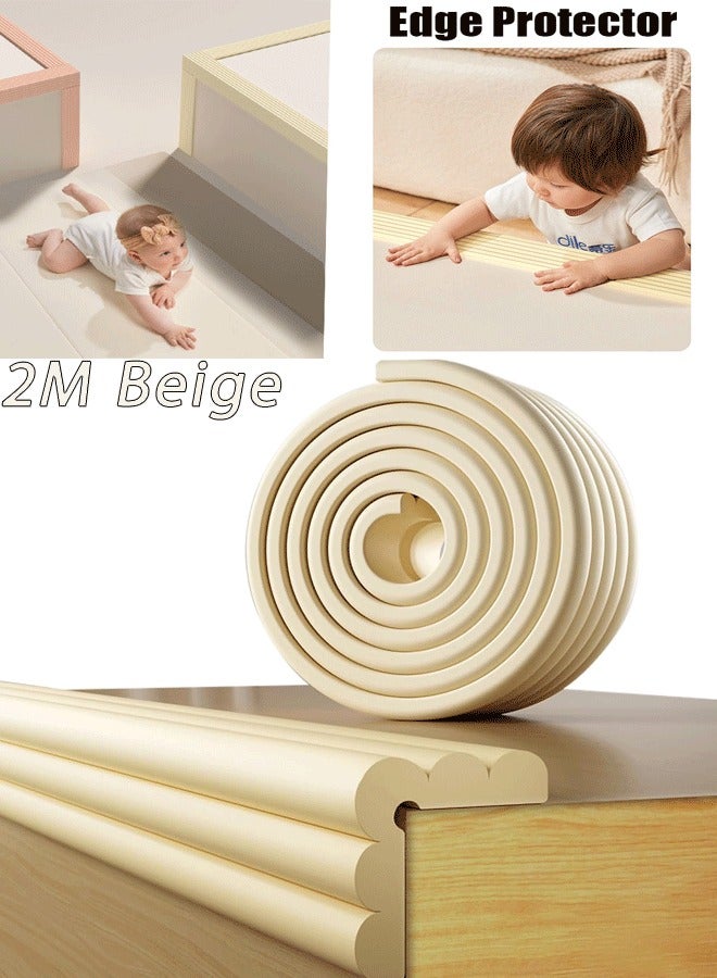 شو وو واقي حواف للأطفال، واقي زوايا للأطفال، واقيات حواف أثاث من الفوم الناعم، وسادة حافة المكتب، واقي زوايا طاولة لحماية الأطفال، مدفأة بطول 6.5 قدم، لون بيج - Image 2