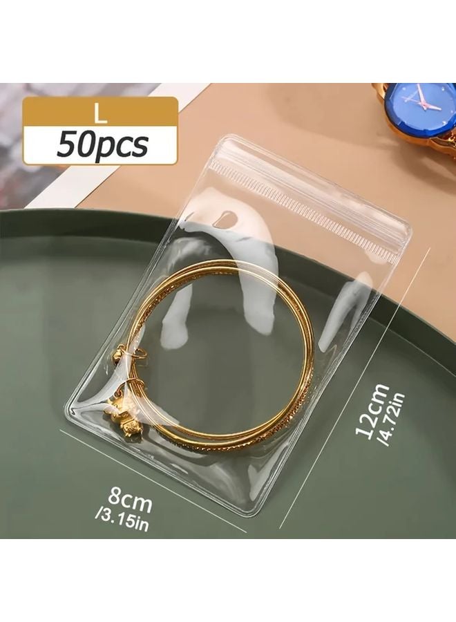 50pcs 8x12cm Reusable Jewelry Bags Anti Tarnish Plastic Zipper Pouches for Rings Earrings Necklaces Storage Gifting - Image 2
