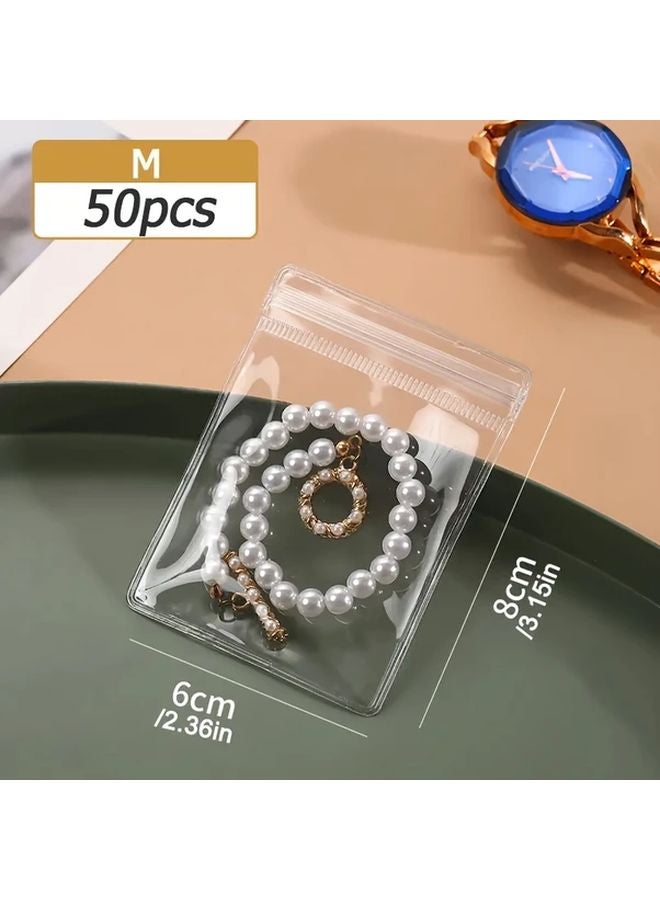 50pcs 8x12cm Reusable Jewelry Bags Anti Tarnish Plastic Zipper Pouches for Rings Earrings Necklaces Storage Gifting - Image 3