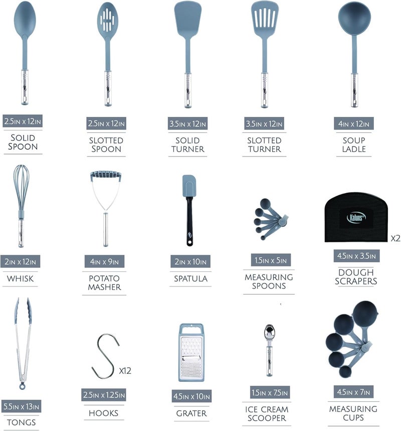 Kaluns Kitchen Utensils Set 35 PCS Cooking Utensils Set, Nonstick and Heat Resistant Nylon Stainless Steel Silicone Spatula Set - Kitchen Gadgets Home Essentials Kitchen Accessories, Apartment Must Haves - Image 2