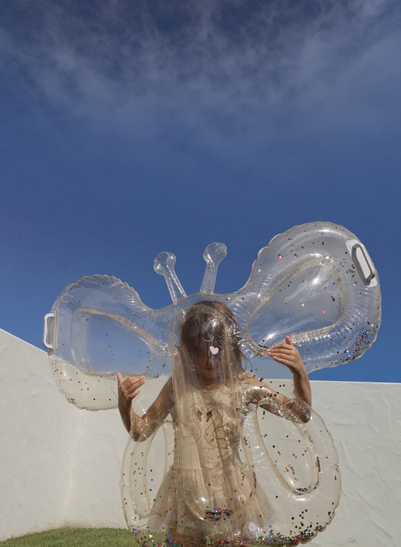 SUNNY LIFE Kids Inflatable Lie-On Pool Float – Cotton Candy Glitter Design – Sparkly Pastel Swim Lounger for Girls & Boys – Durable, Comfortable Water Float for Pool, Beach & Summer Fun - Image 5