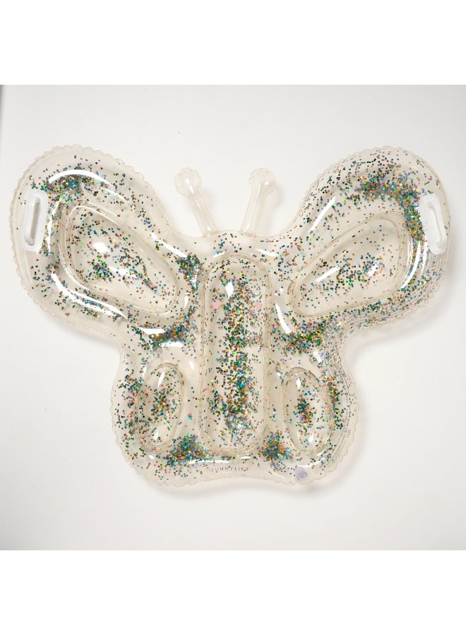 SUNNY LIFE Kids Inflatable Lie-On Pool Float – Cotton Candy Glitter Design – Sparkly Pastel Swim Lounger for Girls & Boys – Durable, Comfortable Water Float for Pool, Beach & Summer Fun - Image 2