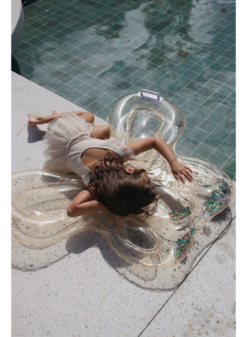 SUNNY LIFE Kids Inflatable Lie-On Pool Float – Cotton Candy Glitter Design – Sparkly Pastel Swim Lounger for Girls & Boys – Durable, Comfortable Water Float for Pool, Beach & Summer Fun - Image 4