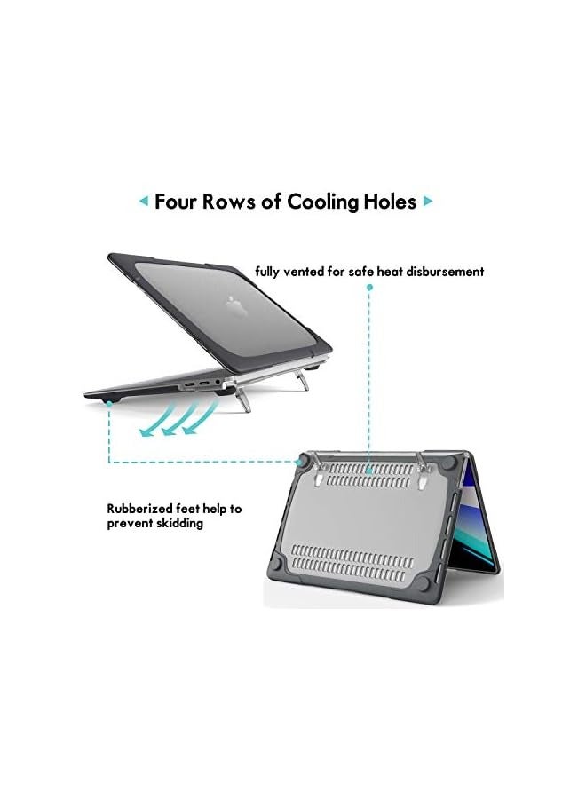 PROMASS MacBook Pro 16 Case 2019 A2141 with Touch Bar & Touch ID, Heavy Duty Slim Hard Shell Dual Layer Protective Cover with Fold Kickstand for MacBook Pro 16 Inch 2019 Release -Black - Image 2