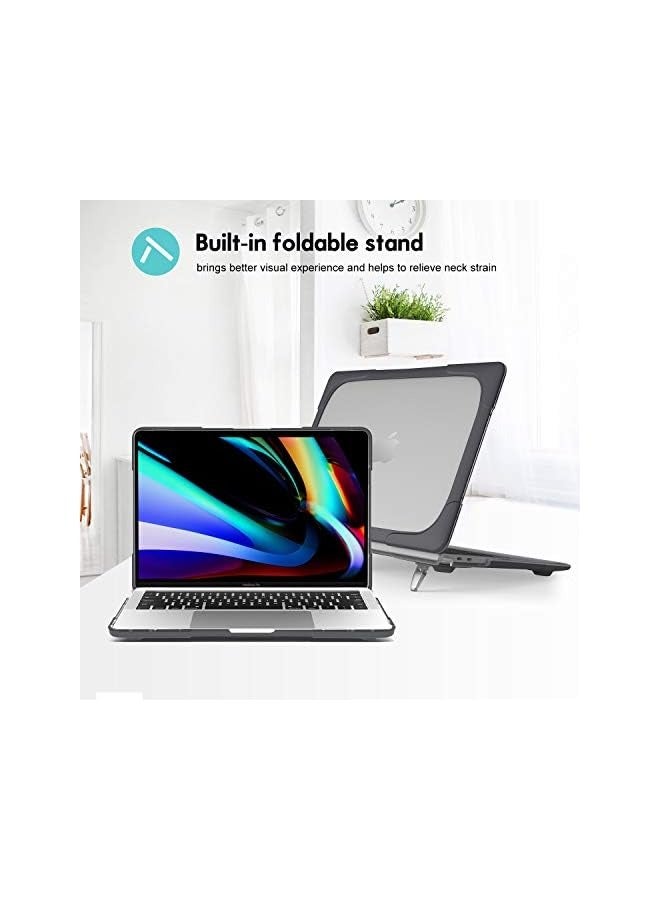 PROMASS MacBook Pro 16 Case 2019 A2141 with Touch Bar & Touch ID, Heavy Duty Slim Hard Shell Dual Layer Protective Cover with Fold Kickstand for MacBook Pro 16 Inch 2019 Release -Black - Image 3