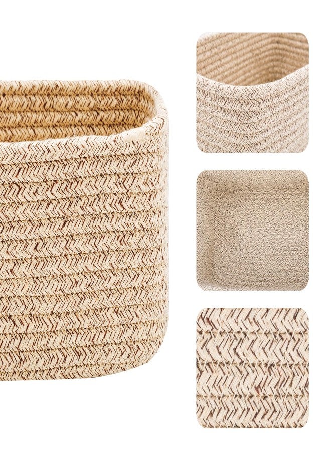 MiniArk Small Storage Baskets for Organizing | Closet Organizer Bins | Shelf Toy Basket | Woven Rope Baskets | Cube Decorative Box | Shallow Basket | L11.5xW7.5xH4.7| Brown - Image 3
