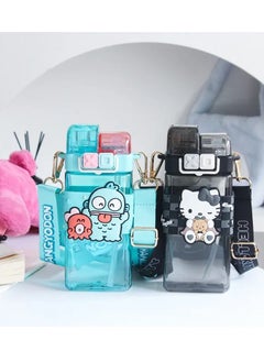 Sanrio 520ml Kids Large-capacity Double Straw Cup Plastic HK KT Kitty Cartoon Coffee Water Bottle  - Image 4