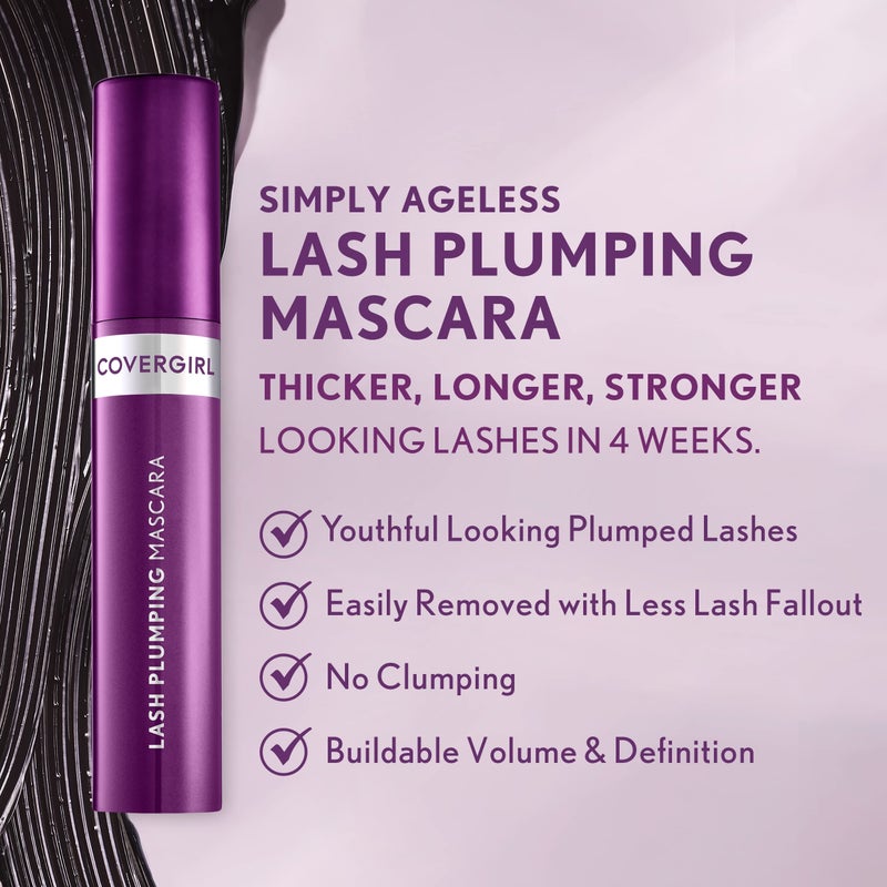 COVERGIRL Simply Ageless Lash Plumping Mascara, Black, Pack of 1 - Image 5