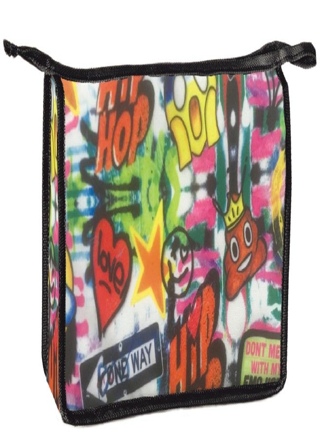 iscream 'Emoji Graffiti' 12.25" x 8.25" Canvas Bold Print Zippered Travel Bag - Image 1