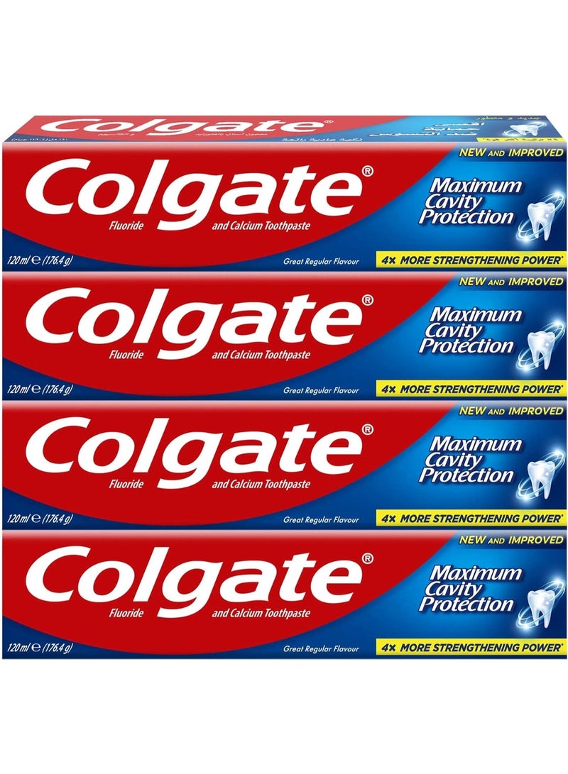 Colgate Maximum Cavity Protection Toothpaste Great Regular Flavour 120 ml (4Pack) - Image 2