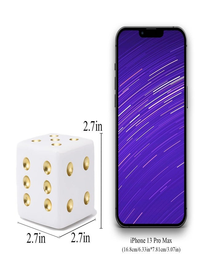 BRABUD Resin Jumbo Dice Decor White & Gold Dice Statue Living Room Bedroom Office Photographic Decoration 2.7'' TQGJBS377 - Image 2